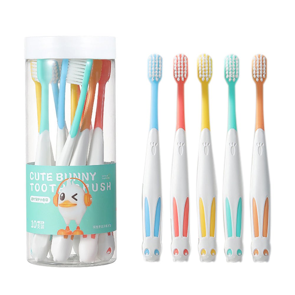 10 Piece Set of Rabbit Shape Super Soft Toothbrushes for Kids (2-8 Years) - Gentle Care for Little Smiles