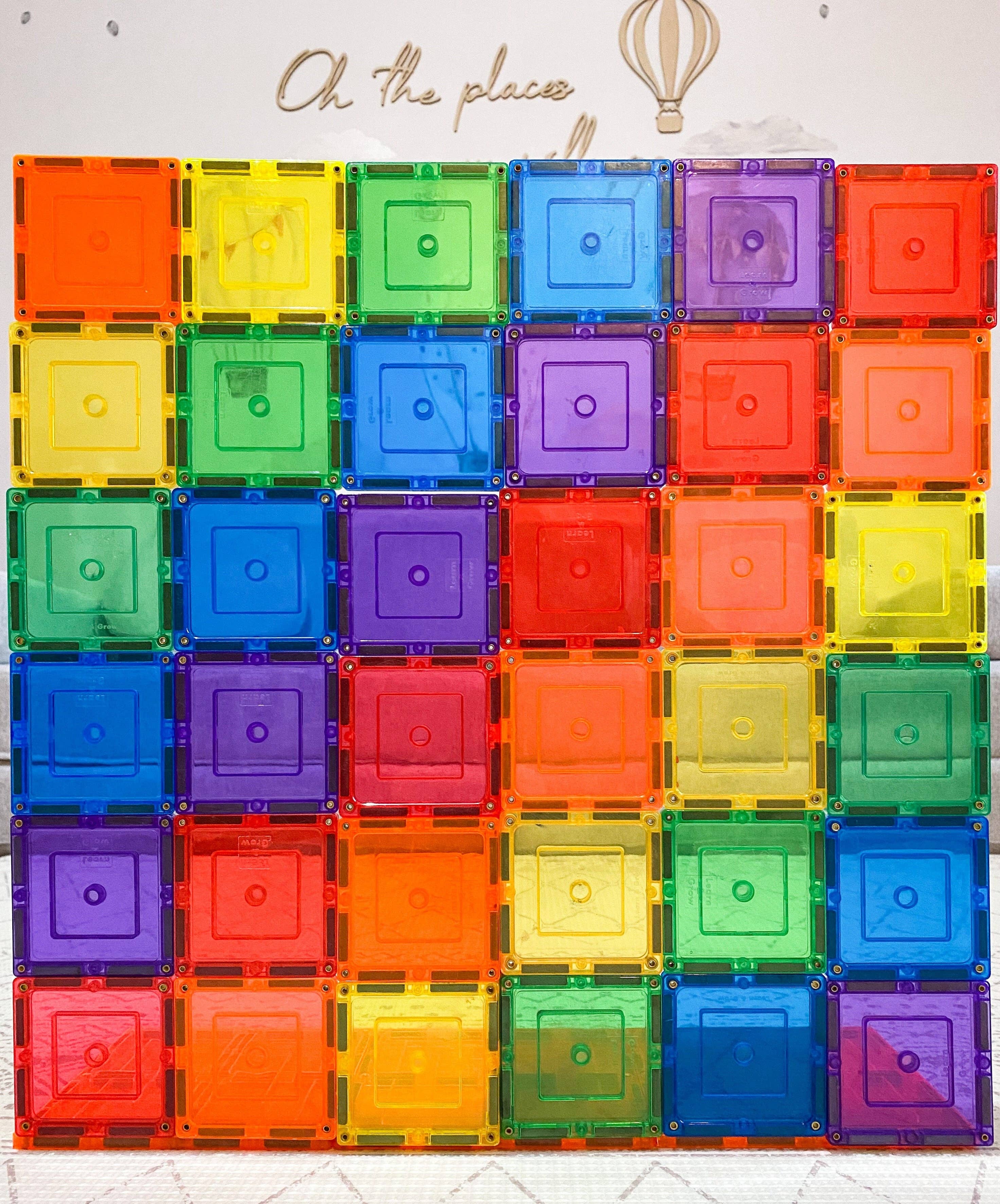 Learn & Grow Magnetic Tiles - Small Square Pack (36 Pieces)