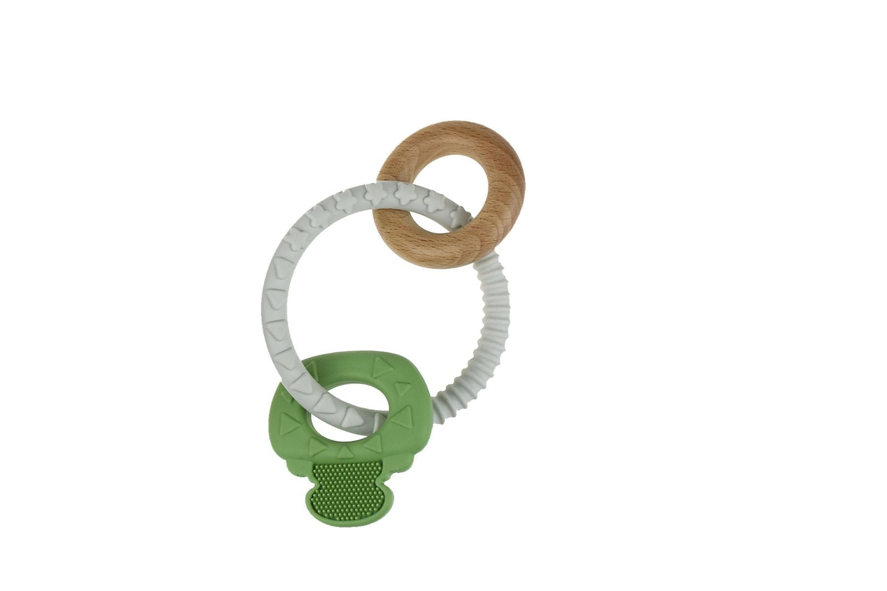 Textured Silicone Key Teether - Green