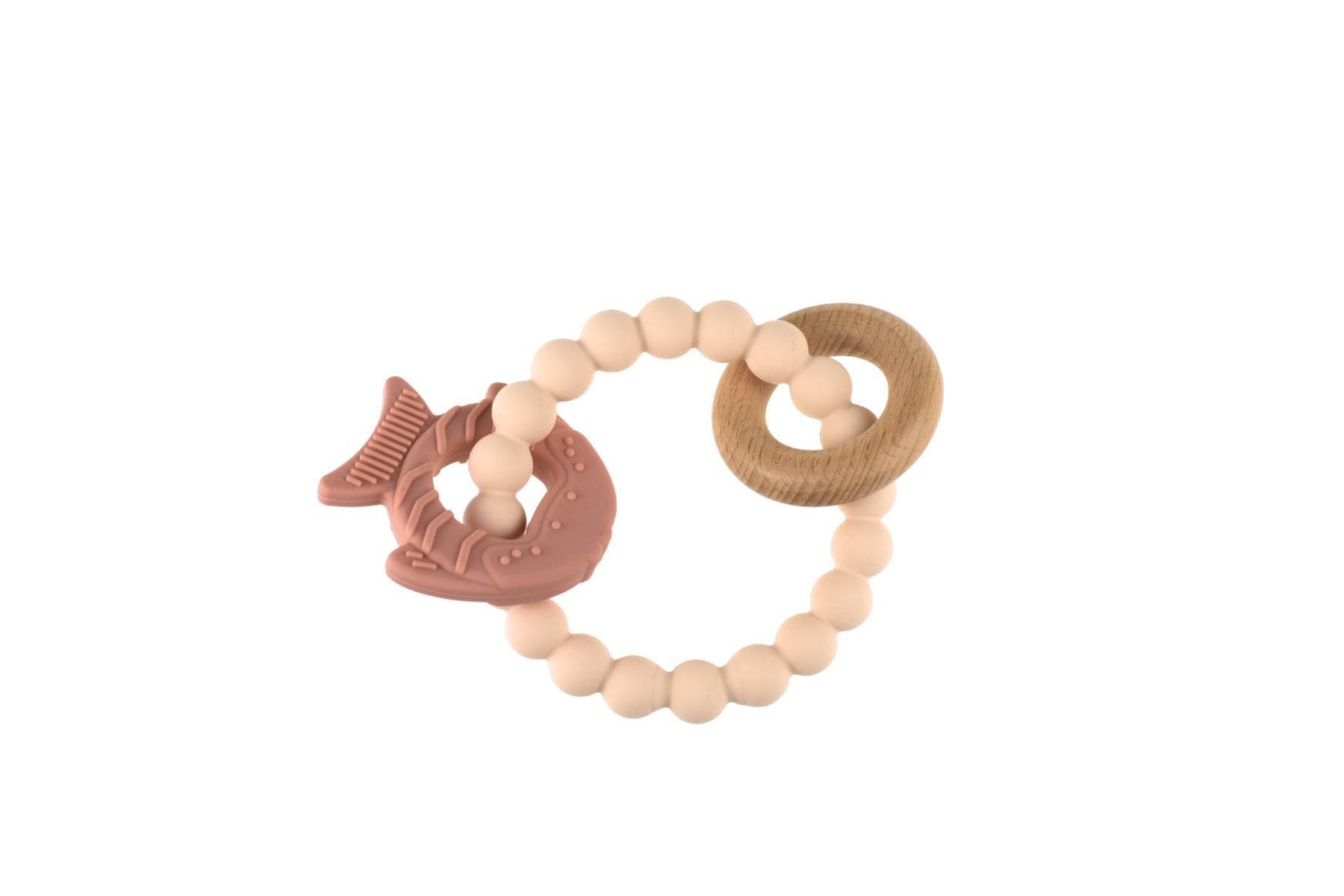 Textured Silicone Fish Teether - Pink