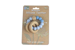 Wooden Silicone Rings Teether - Blue