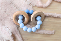 Wooden Silicone Rings Teether - Blue