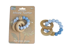 Wooden Silicone Rings Teether - Blue