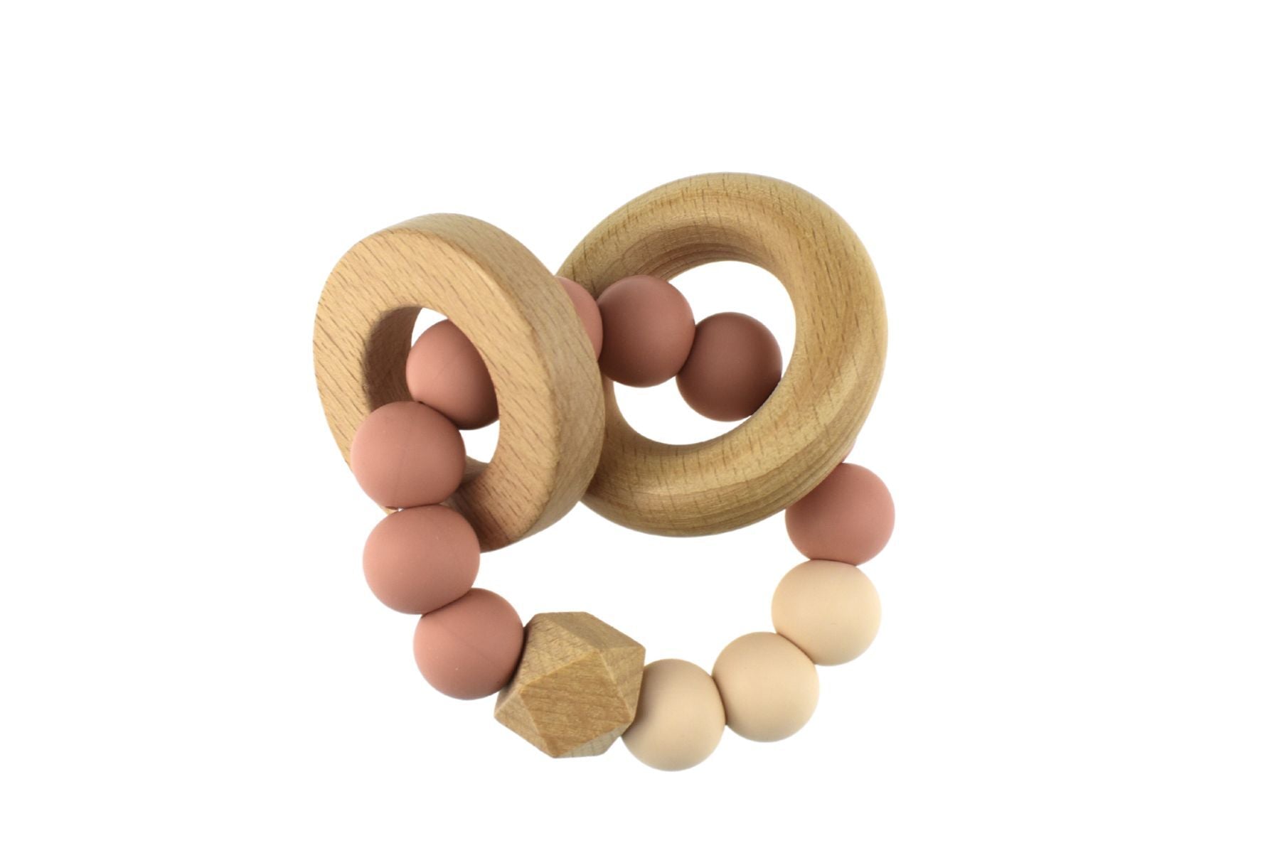 Wooden Silicone Rings Teether - Pink