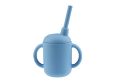 Silicone Sippy Cup With Straw - Blue