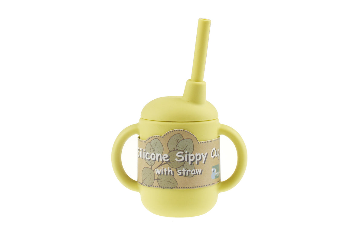 Silicone Sippy Cup With Straw - Yellow