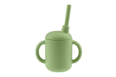 Silicone Sippy Cup With Straw - Green