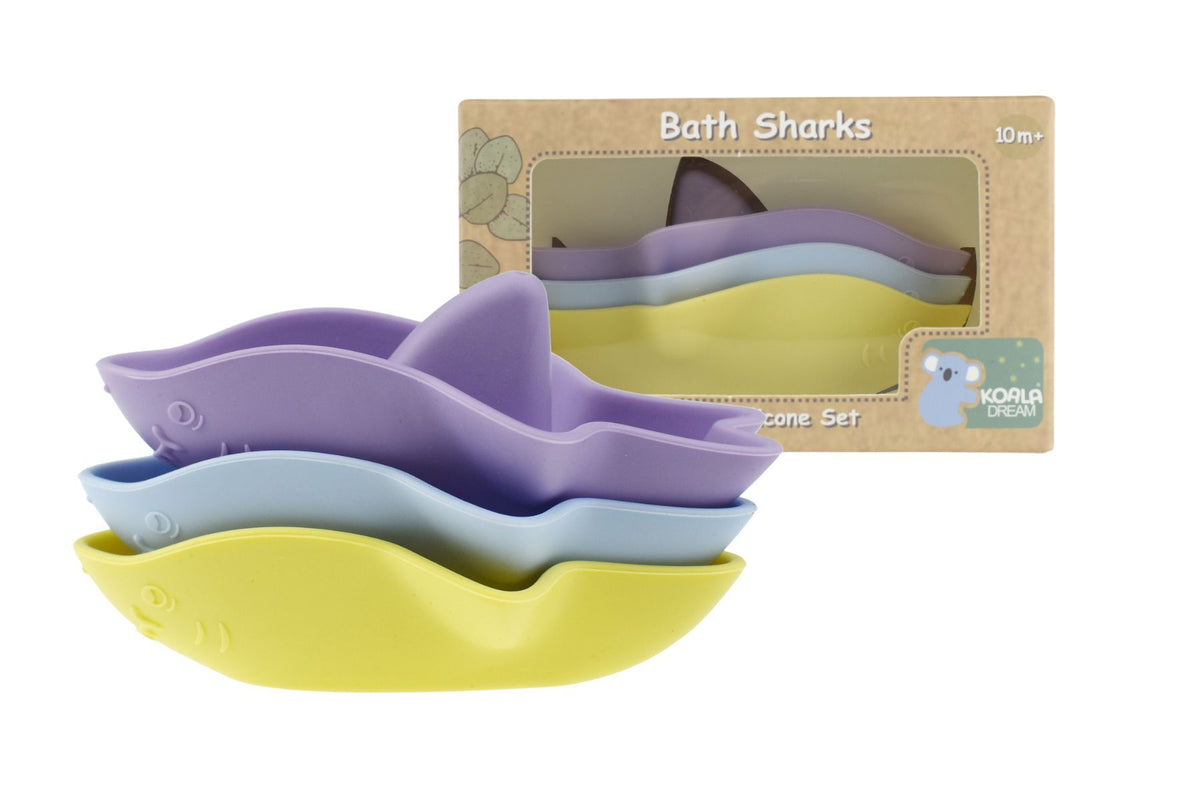 Bath Sharks Silicone 3 Piece Set (Yellow/Purple)