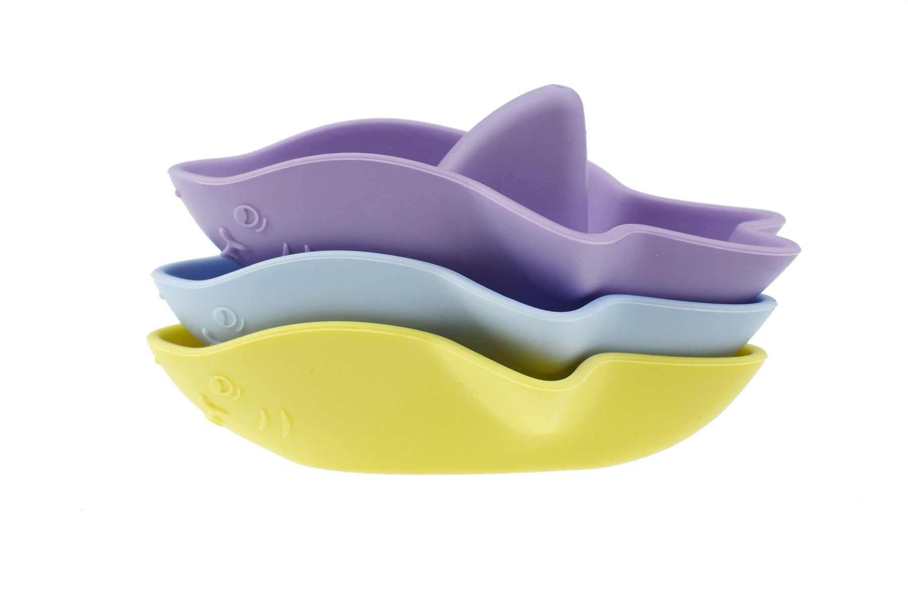 Bath Sharks Silicone 3 Piece Set (Yellow/Purple)