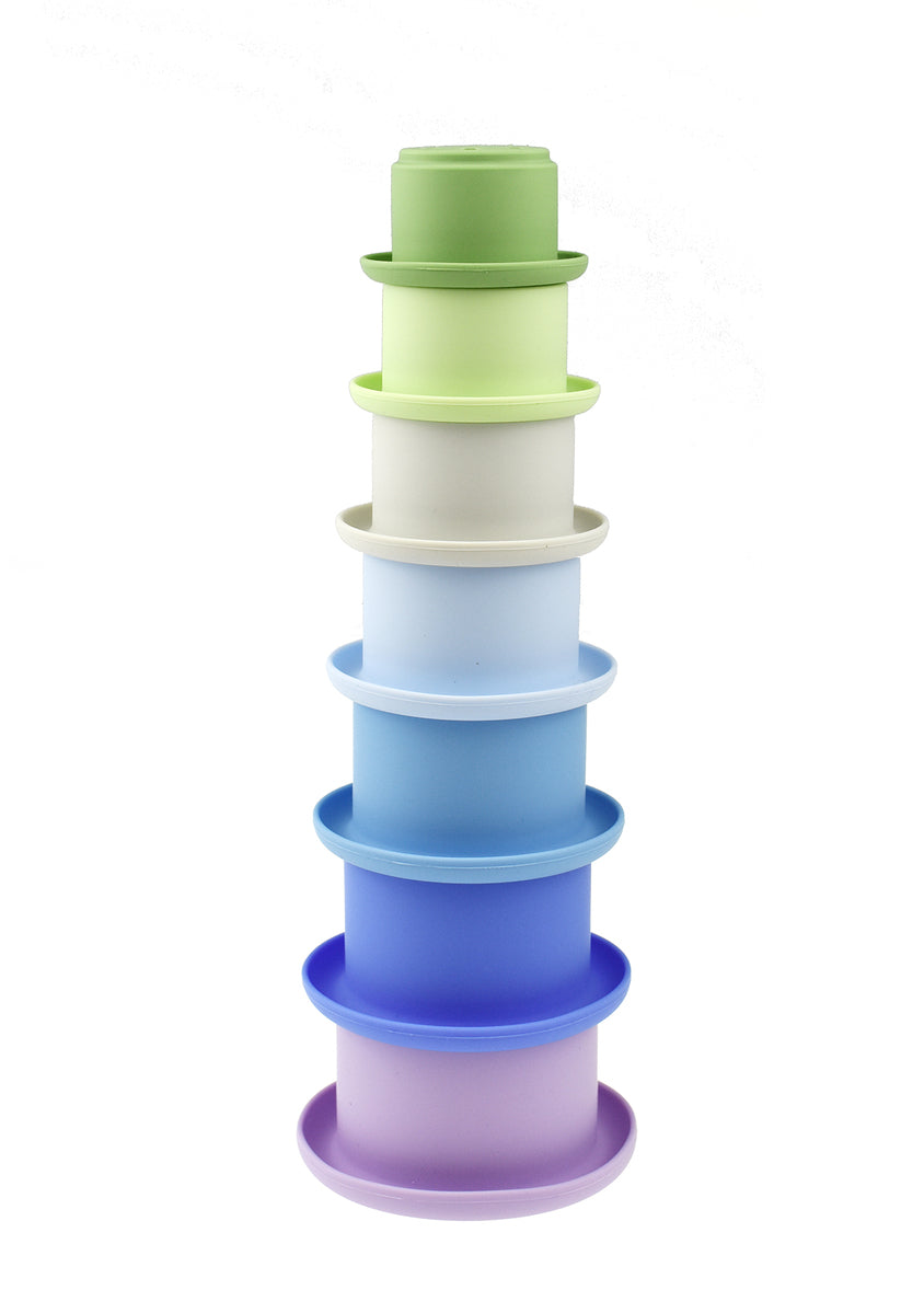 7-Piece Silicone Stacking Cups Set (Blue)