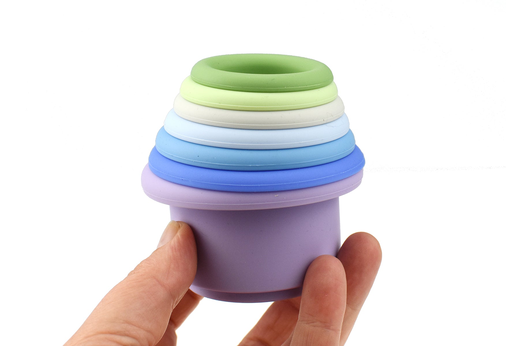 7-Piece Silicone Stacking Cups Set (Blue)