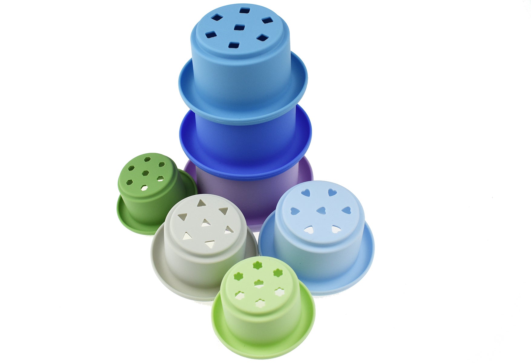 7-Piece Silicone Stacking Cups Set (Blue)