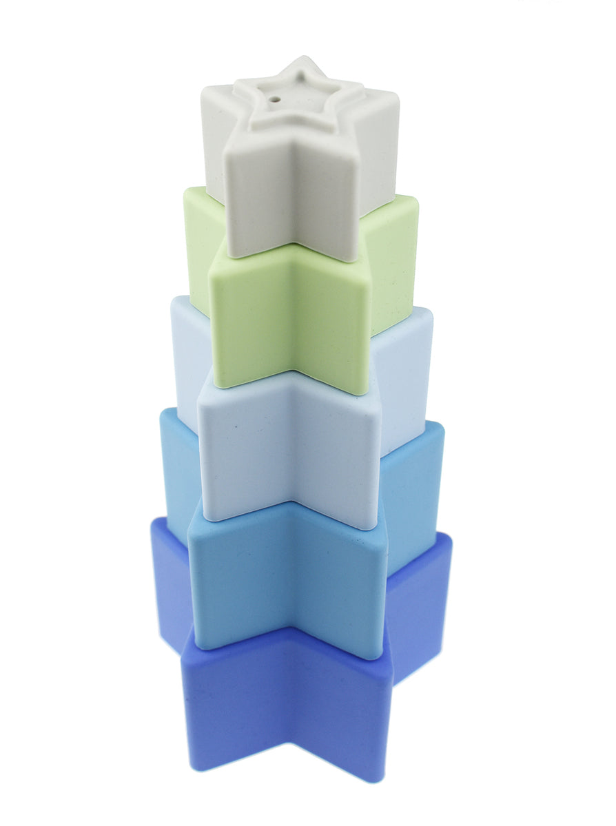 5-Piece Silicone Stacking Cups Set (Blue/Green)