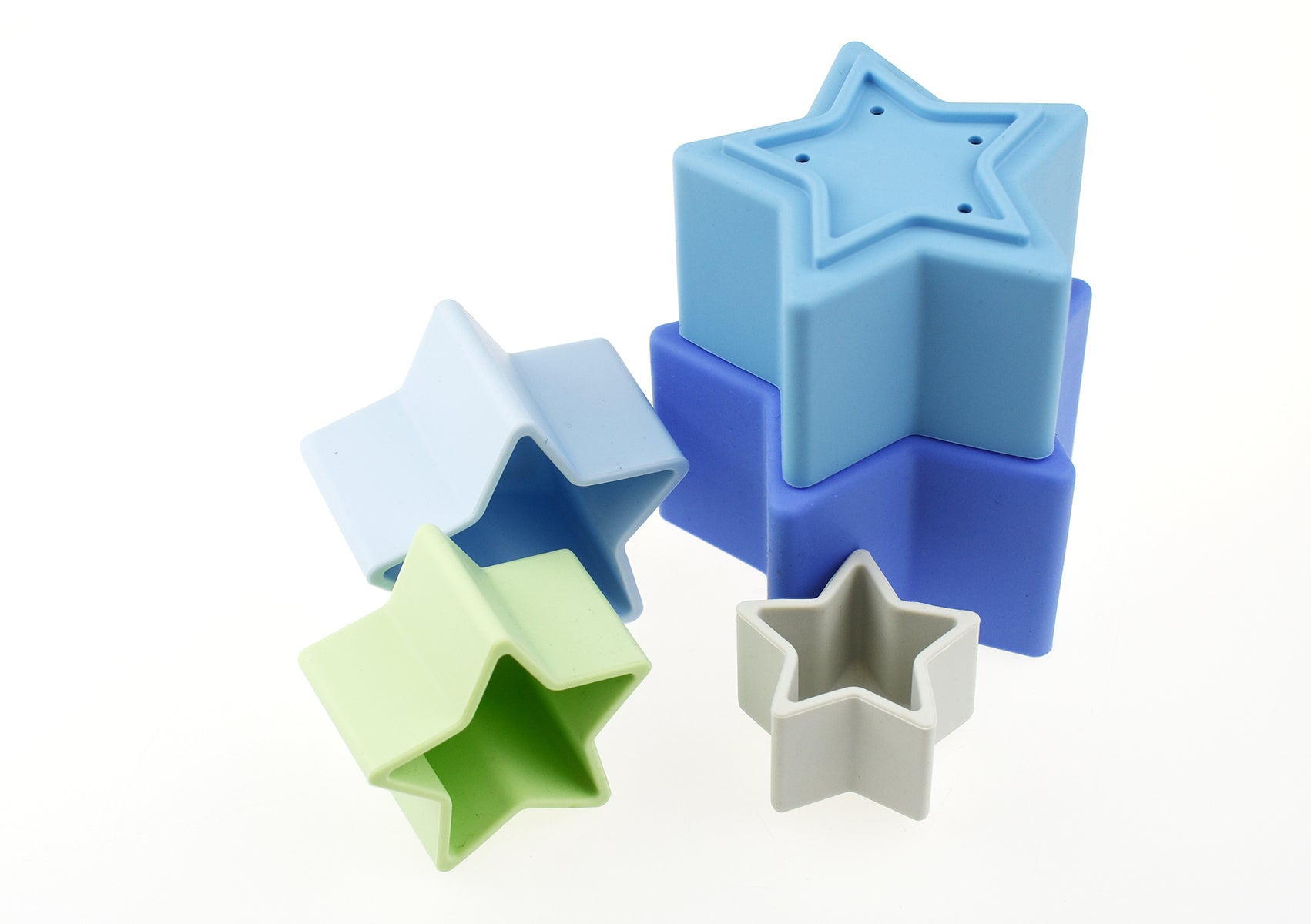 5-Piece Silicone Stacking Cups Set (Blue/Green)