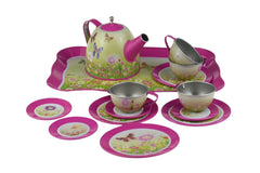 Pink Butterfly Tin Tea Set 15Pcs