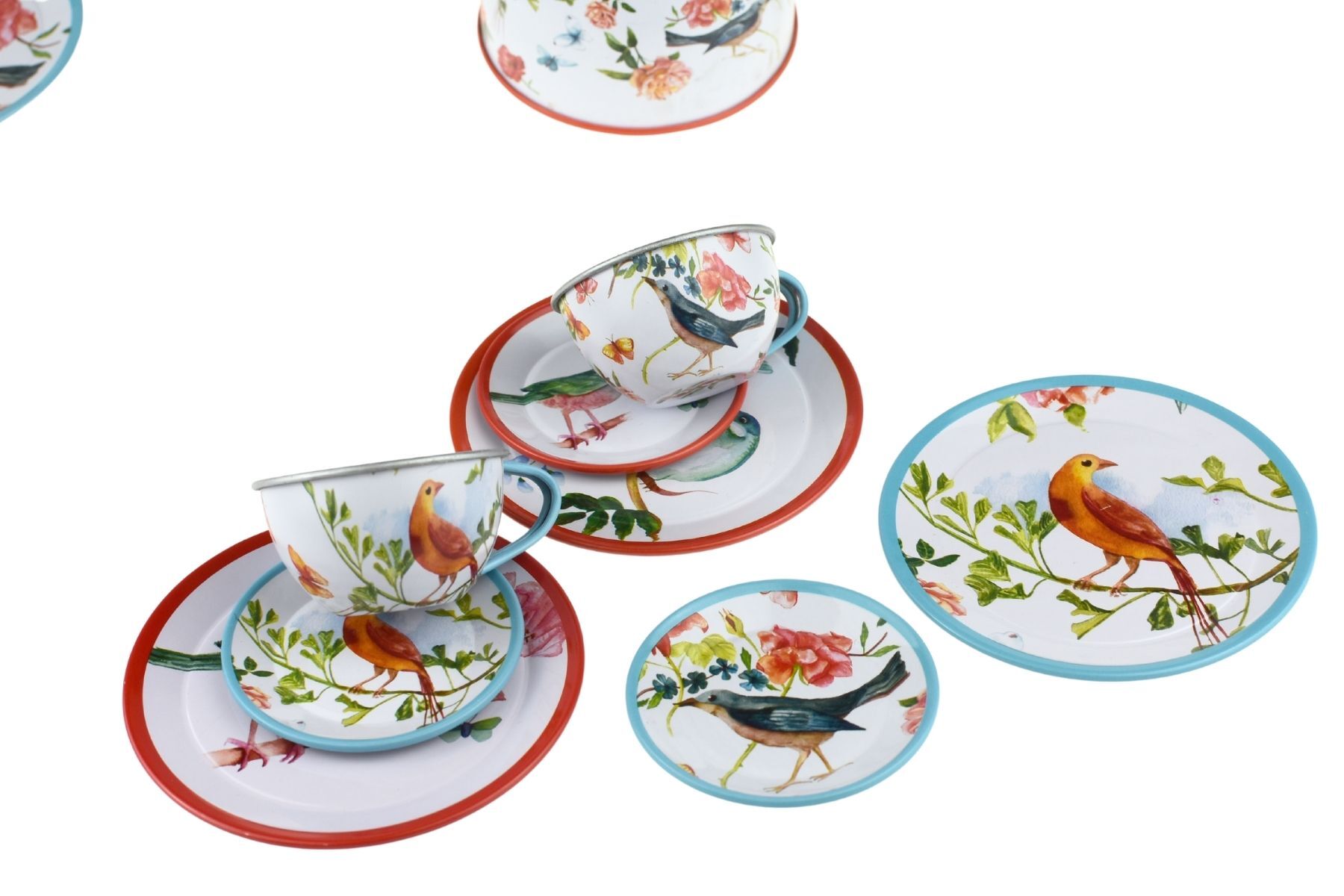 Garden Birds Tin Tea Set 15Pcs