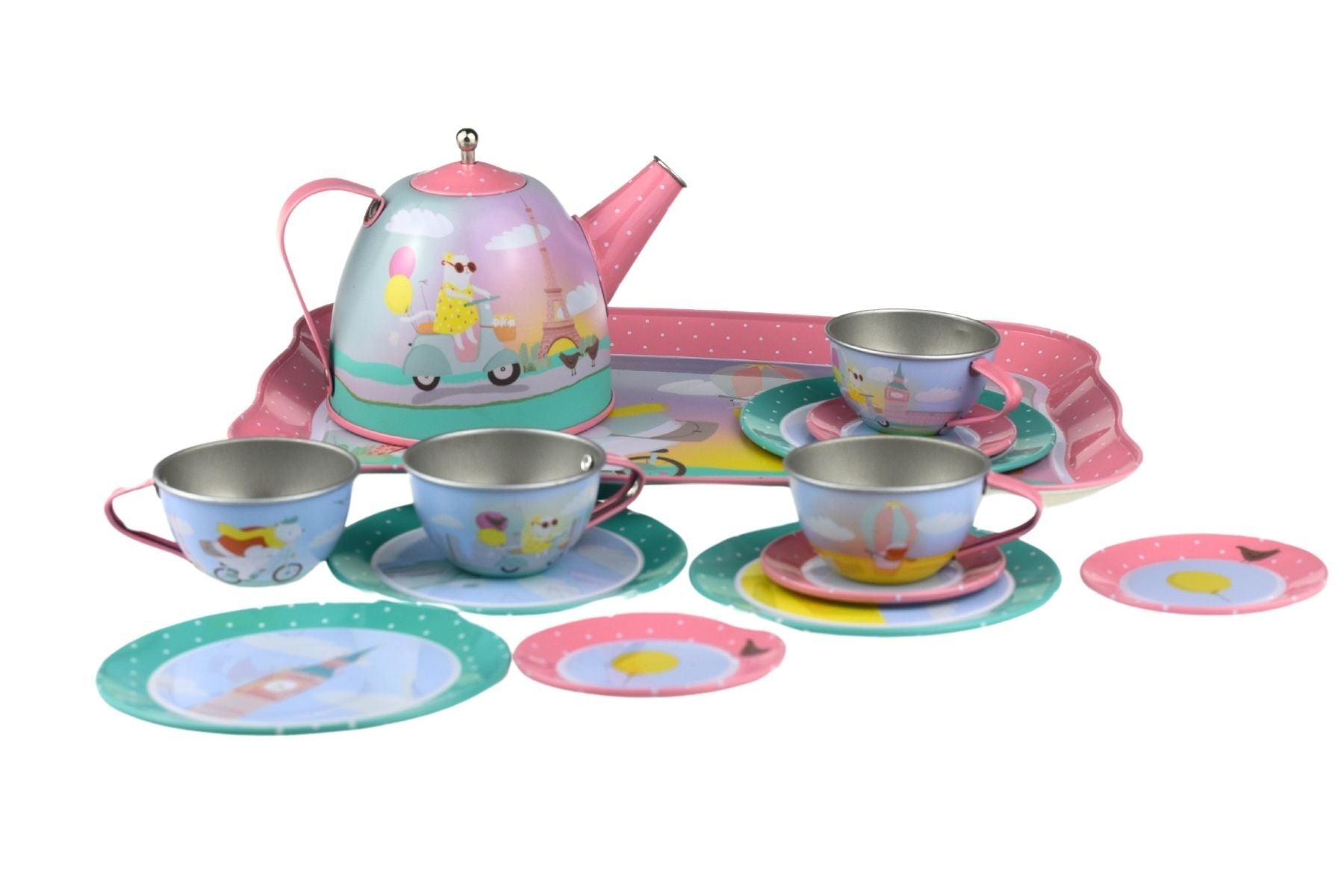 ANIMAL TOURISTS TIN TEA SET 15PCS