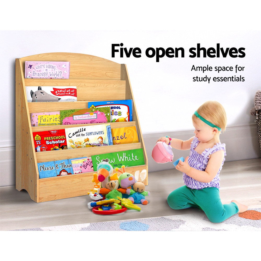 Keezi 5-Tier Kids Bookshelf | Magazine Shelf Organizer & Display Rack