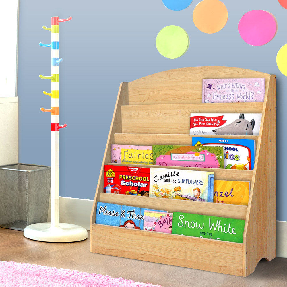 Keezi 5-Tier Kids Bookshelf | Magazine Shelf Organizer & Display Rack