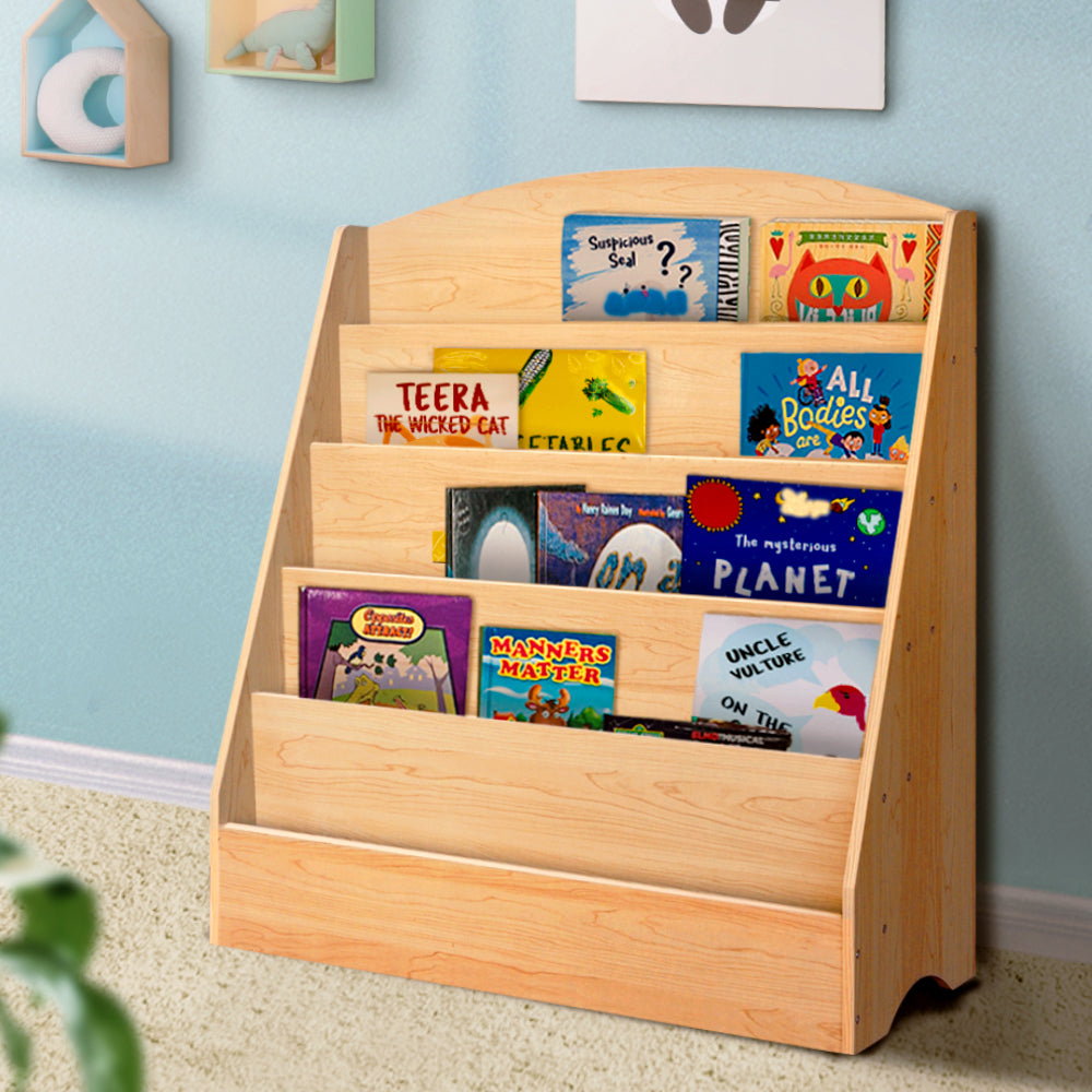 Keezi 5-Tier Kids Bookshelf | Magazine Shelf Organizer & Display Rack