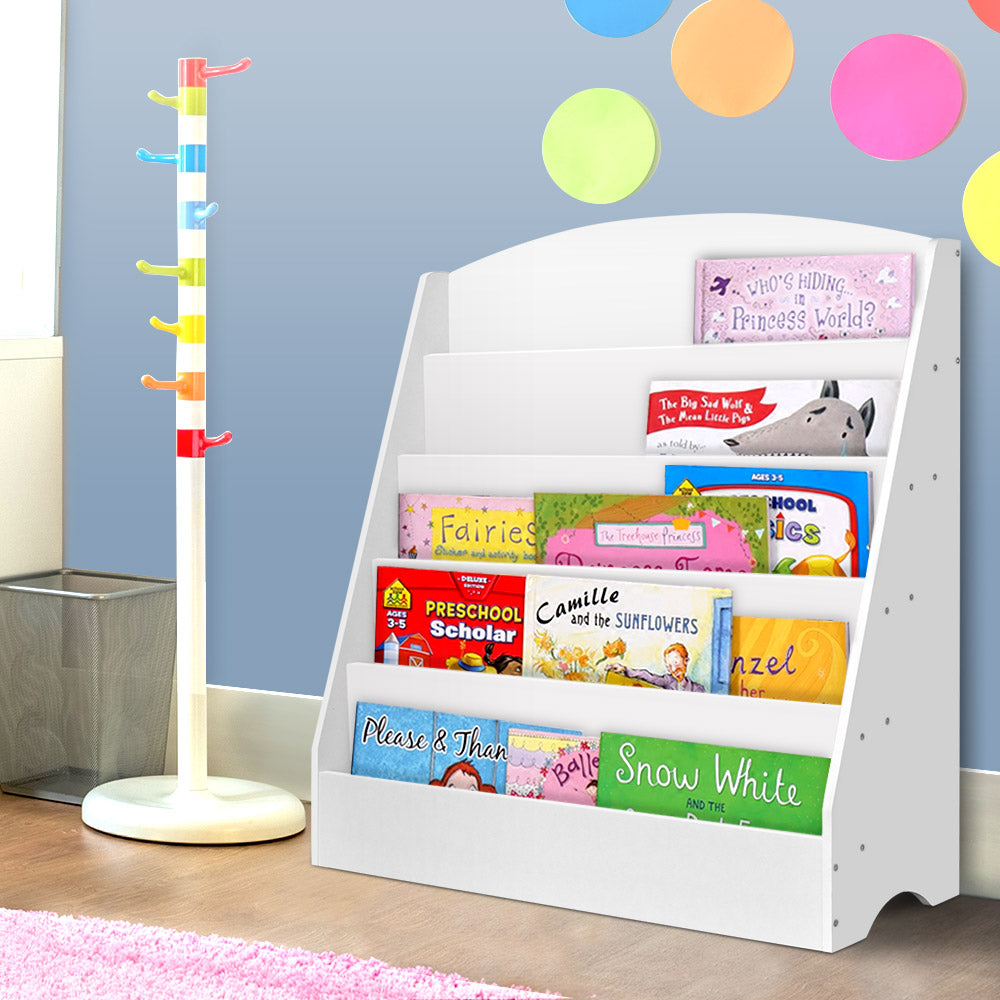 Keezi 5-Tier Kids Bookshelf | Stylish Bookcase Organizer for Books & Magazines