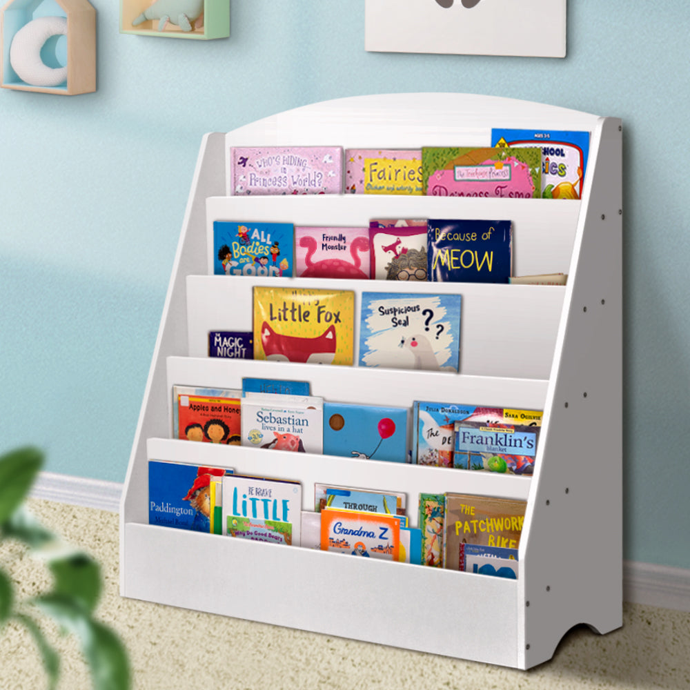 Keezi 5-Tier Kids Bookshelf | Stylish Bookcase Organizer for Books & Magazines