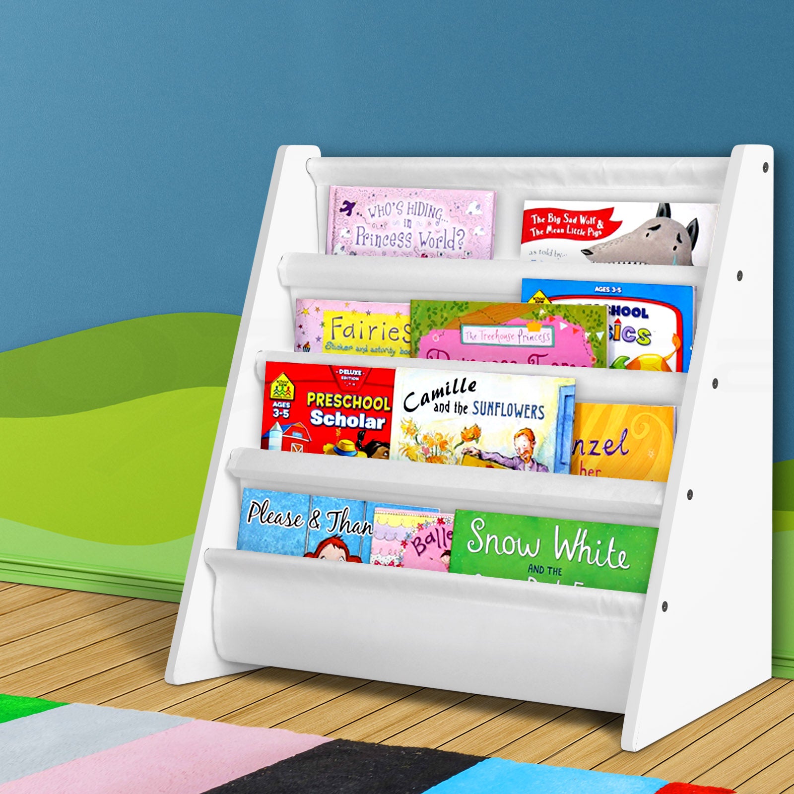 Keezi 4-Tier Kids Bookshelf | Stylish Bookcase Organizer for Children