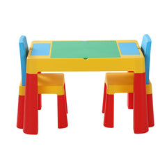 Keezi 3PCS Kids Table and Chairs Set Activity Toys Storage Box Desk Blocks