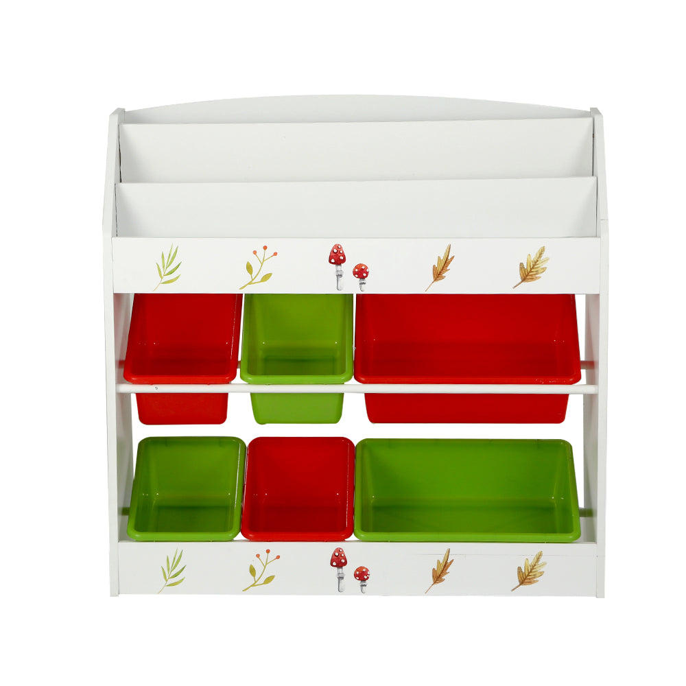 Keezi 3-Tier Kids Bookshelf | Storage Organizer with 6 Bins
