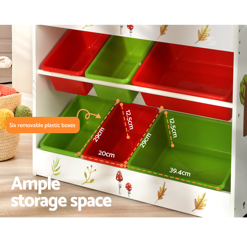 Keezi 3-Tier Kids Bookshelf | Storage Organizer with 6 Bins