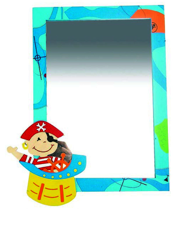 Wooden Pirate Themed Framed Mirror