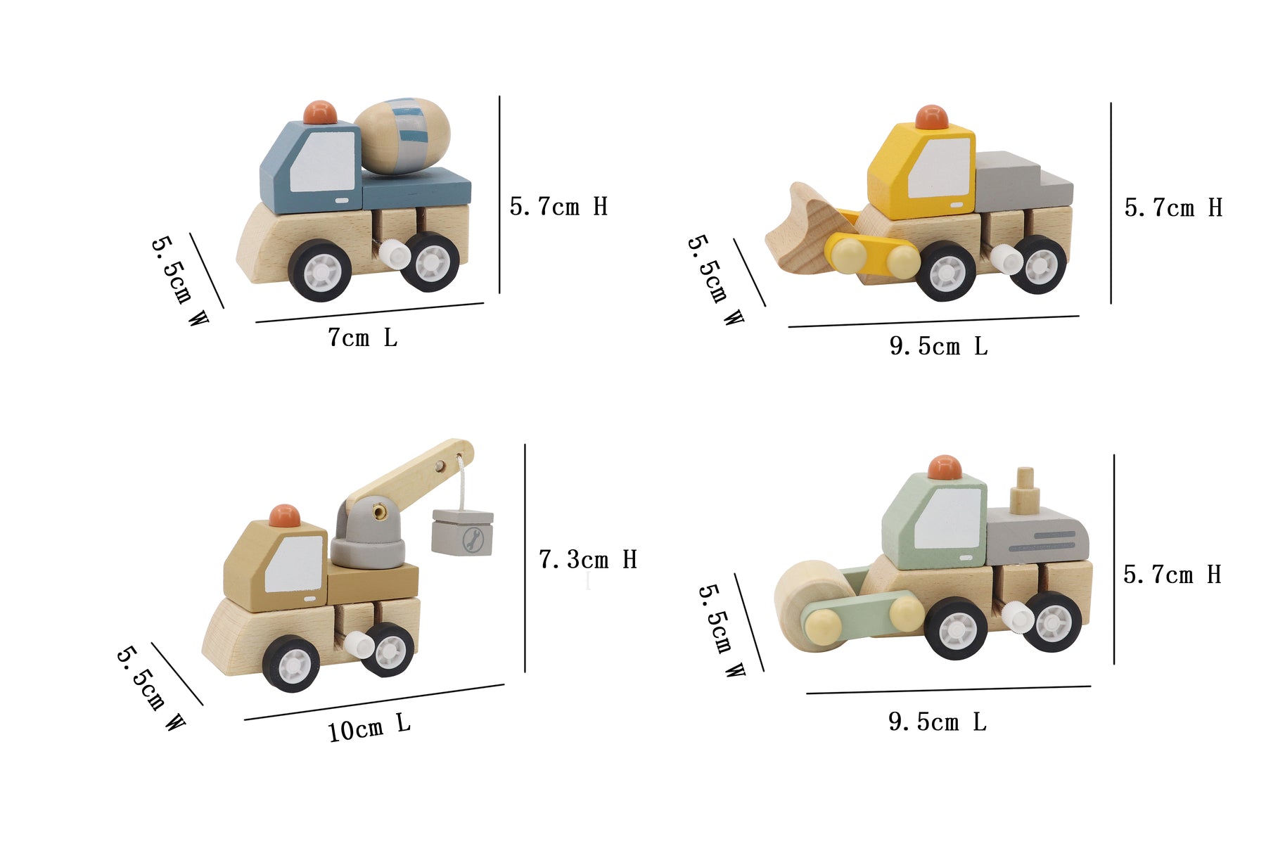 Wooden Wind Up Construction Truck