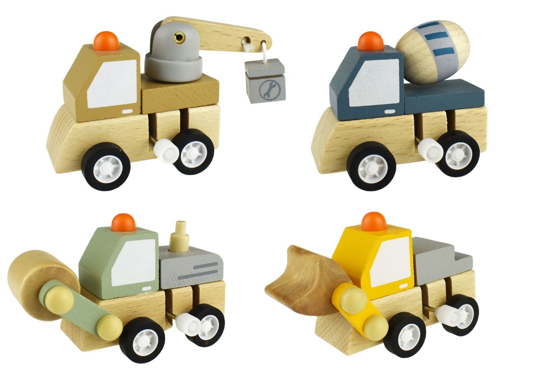 Wooden Wind Up Construction Truck