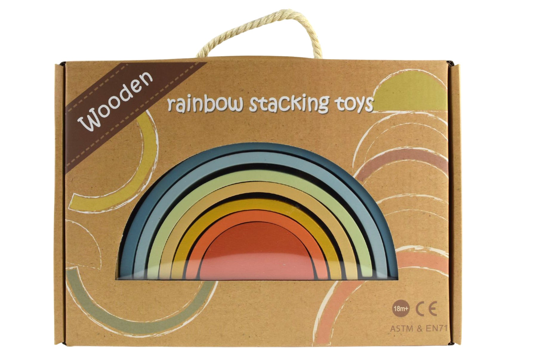 Wooden Stacking Rainbow Denim & Rust