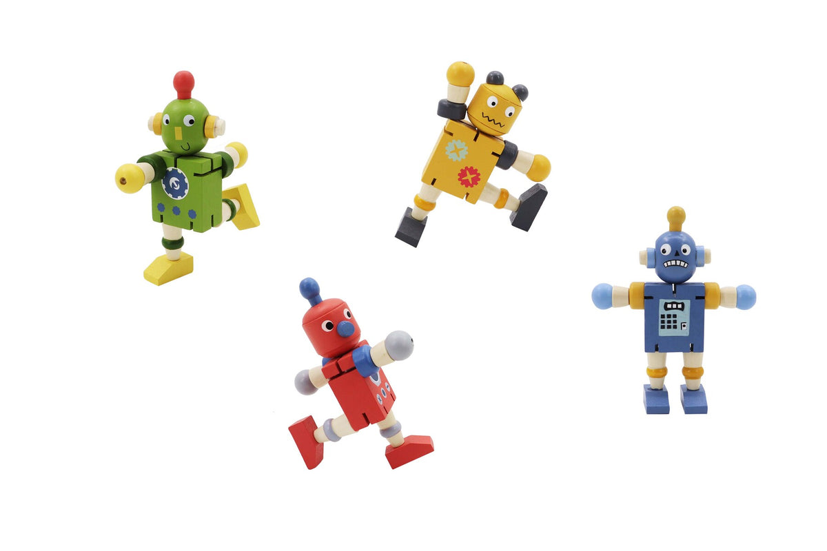 Wooden Flexi Robot Set Of 4