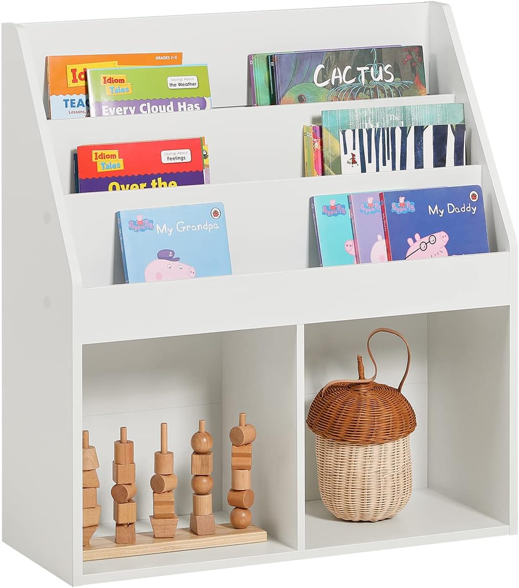 Kids Shelving Unit | 3 Shelves & 2 Compartments Organizer