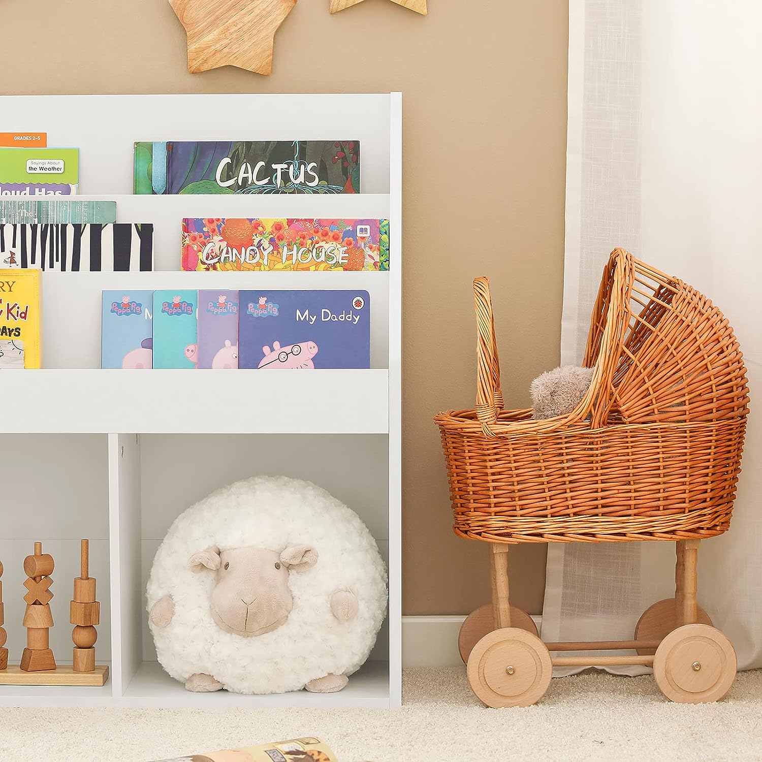 Kids Shelving Unit | 3 Shelves & 2 Compartments Organizer