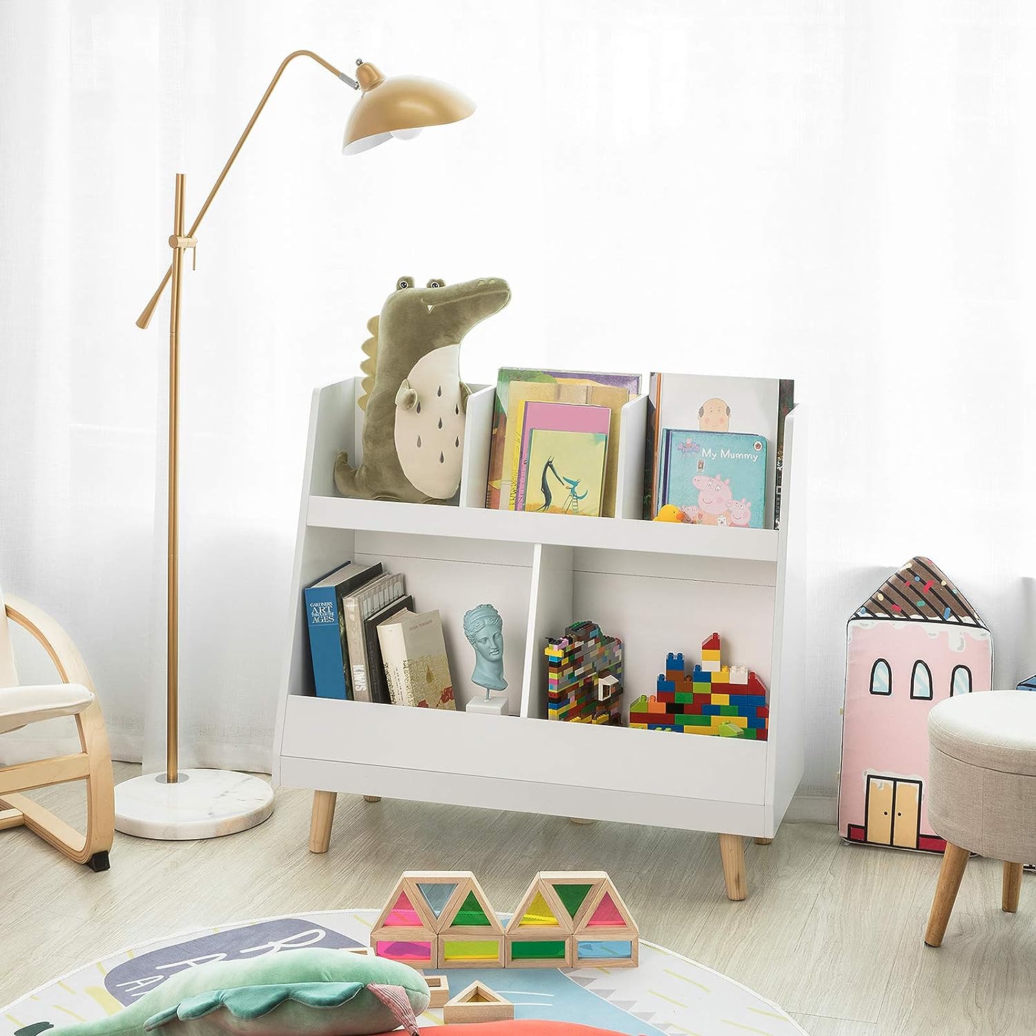 Children’s Shelving Unit | 5-Compartment Bookcase Organizer