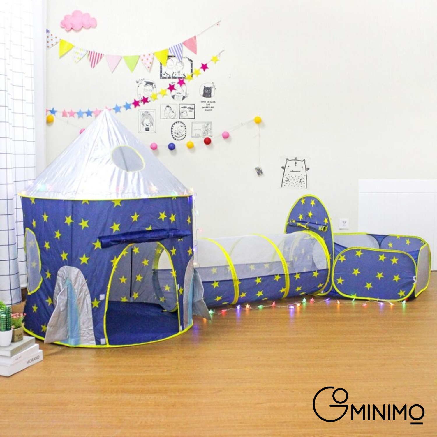 GOMINIMO 3 in 1 Sky Style Kids Play Tent with Carrying Bag (Blue and Yellow)