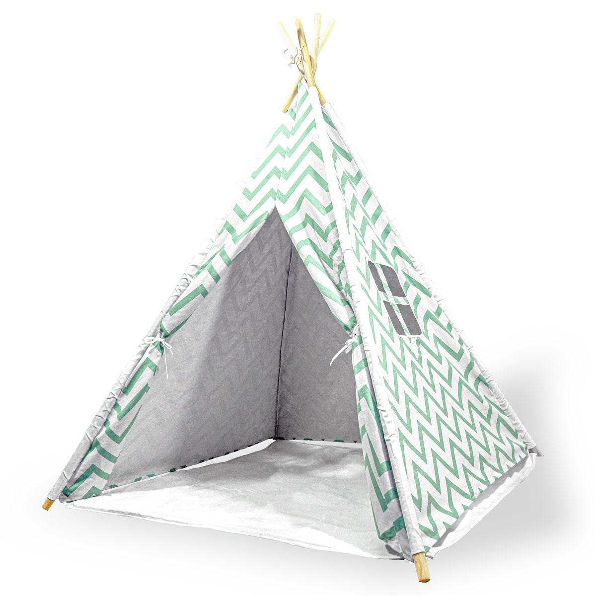 Giant Cotton Canvas Kids Teepee Wigwam - Green Pretend Play Tent for Indoor & Outdoor Fun