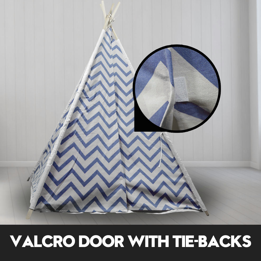 Giant Cotton Canvas Kids Teepee Wigwam - Navy Pretend Play Tent for Indoor & Outdoor Fun