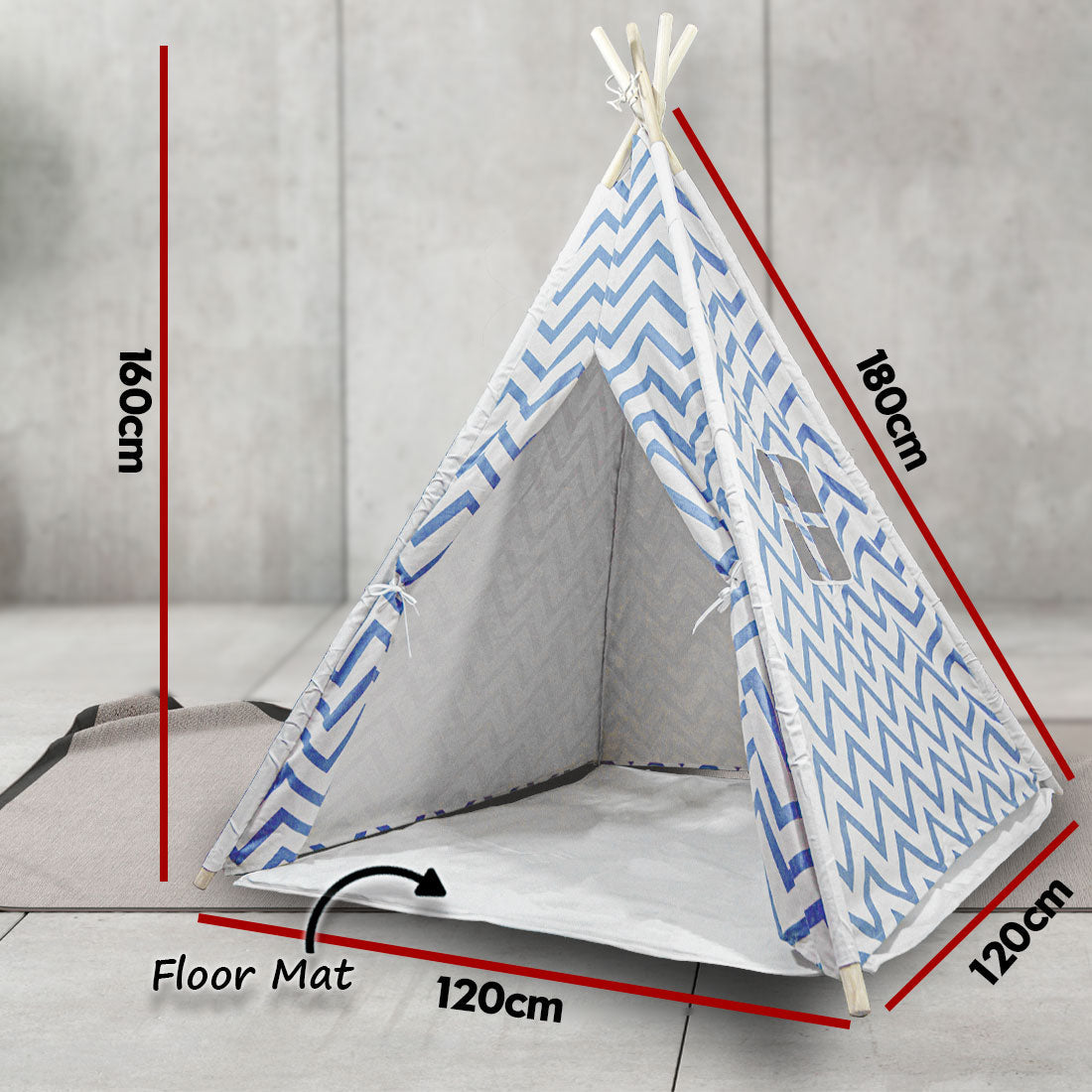 Giant Cotton Canvas Kids Teepee Wigwam - Navy Pretend Play Tent for Indoor & Outdoor Fun