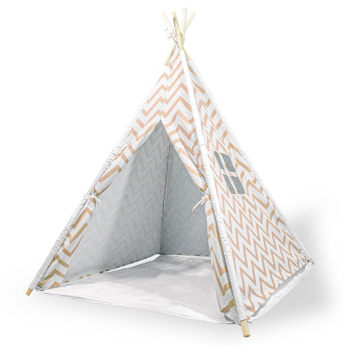 Giant Cotton Canvas Kids Teepee Wigwam - Orange Pretend Play Tent for Indoor & Outdoor Fun