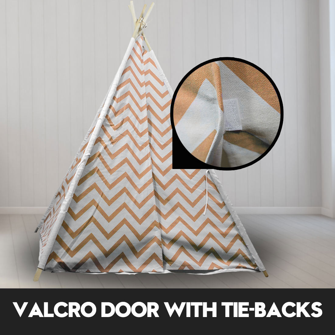 Giant Cotton Canvas Kids Teepee Wigwam - Orange Pretend Play Tent for Indoor & Outdoor Fun