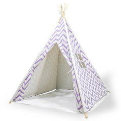 Giant Cotton Canvas Kids Teepee Wigwam - Purple Pretend Play Tent for Indoor & Outdoor Fun