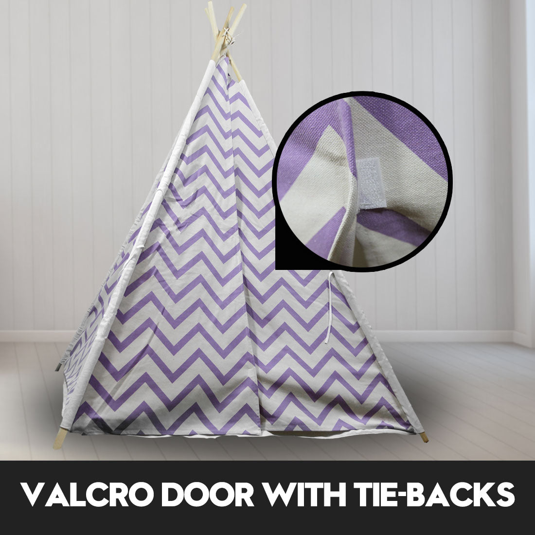 Giant Cotton Canvas Kids Teepee Wigwam - Purple Pretend Play Tent for Indoor & Outdoor Fun