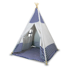 Giant Cotton Canvas Kids Teepee - Navy Blue Indoor & Outdoor Play Tent