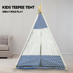 Giant Cotton Canvas Kids Teepee - Navy Blue Indoor & Outdoor Play Tent