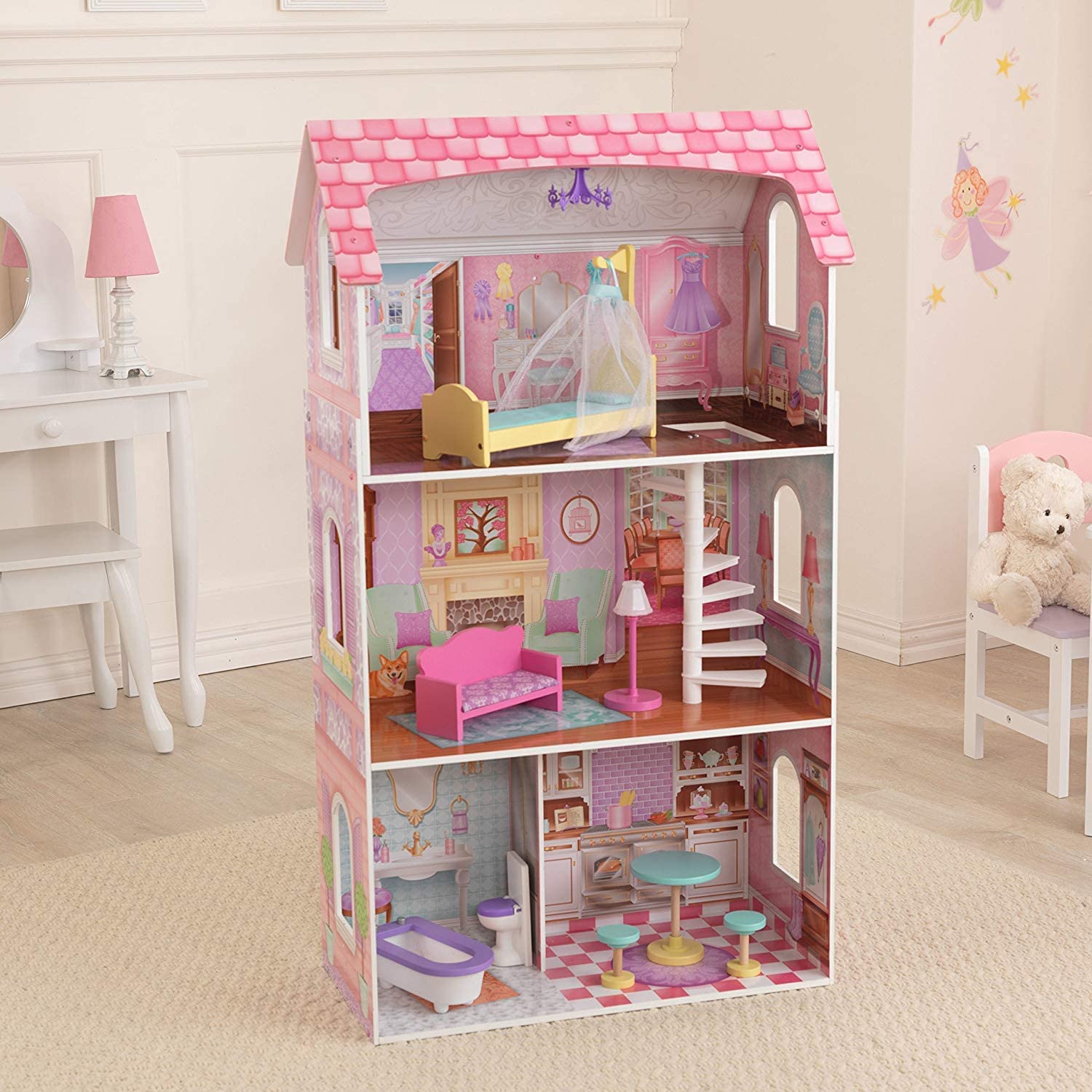 Elegant Pastel Dollhouse with Furniture - A Dreamy World for Kids