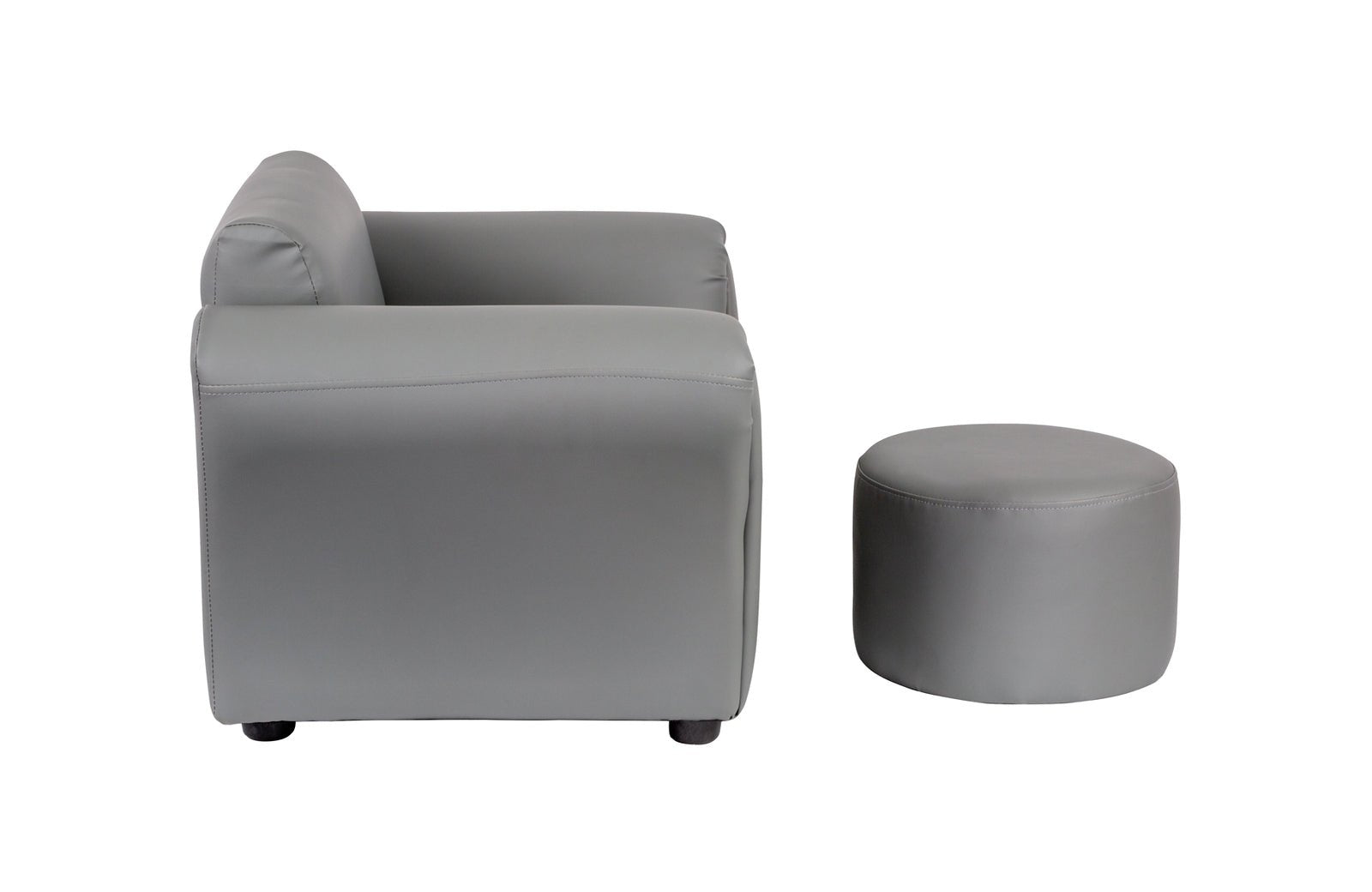 Hacienda Children's Grey PU Leather Couch and Footstool Set